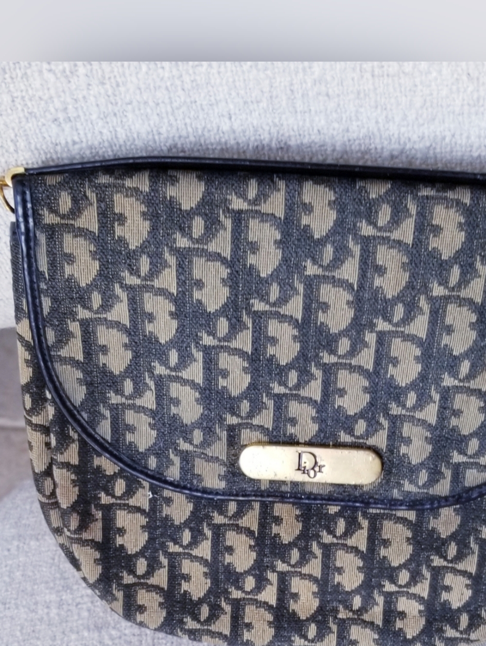 Vintage Dior Black & Beige Monogram Crossbody Bag